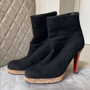 Christian Louboutin black suede and cork boot